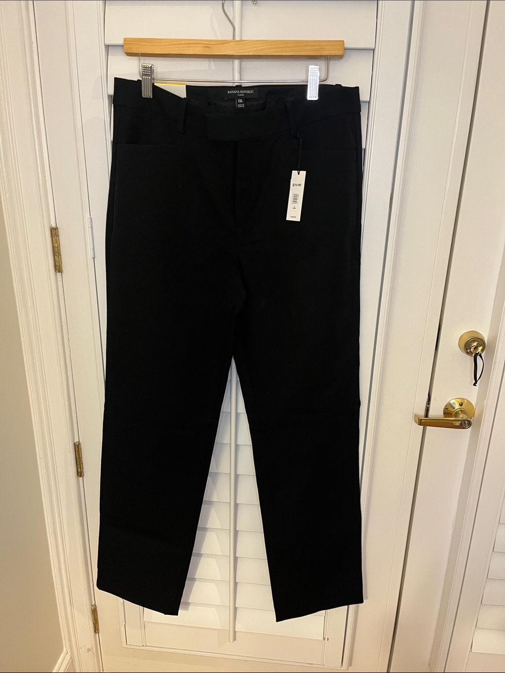 Banana Republic Black Straight-Leg Dress Trousers 12L